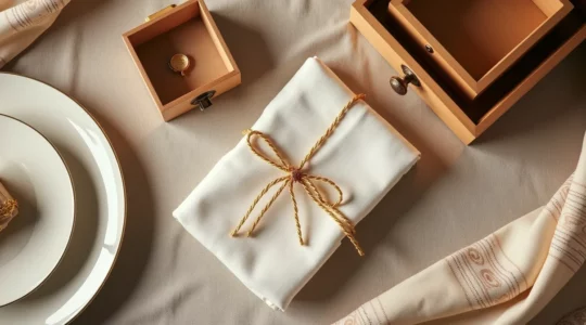 Mise en scène photographique de cadeaux raffinés et personnalisés, incarnant l'essence de l'amour familial intergénérationnel lors des fêtes de fin d'année