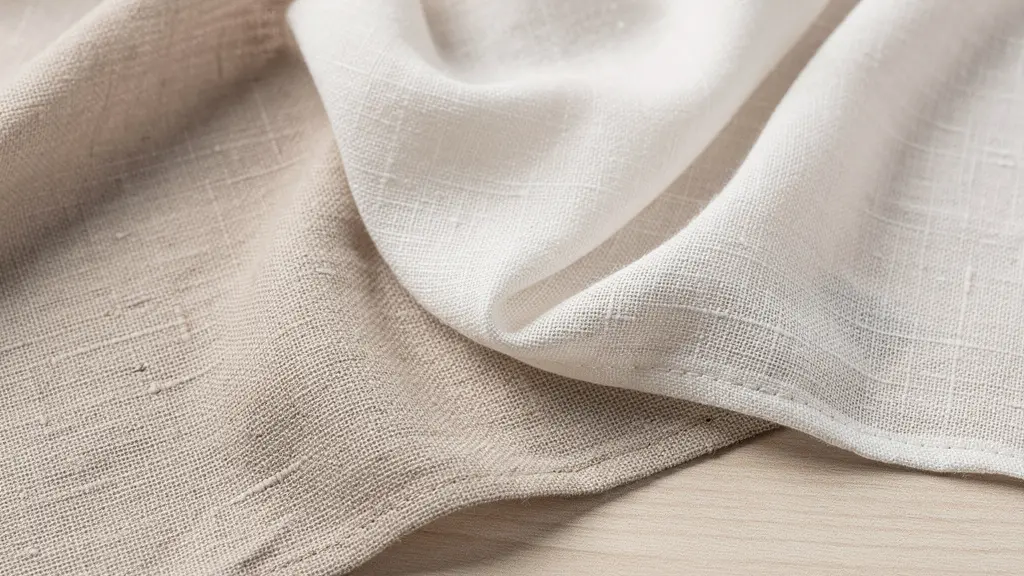 Échantillons de tissus viscose coton et lin montrant différentes textures pour projet couture